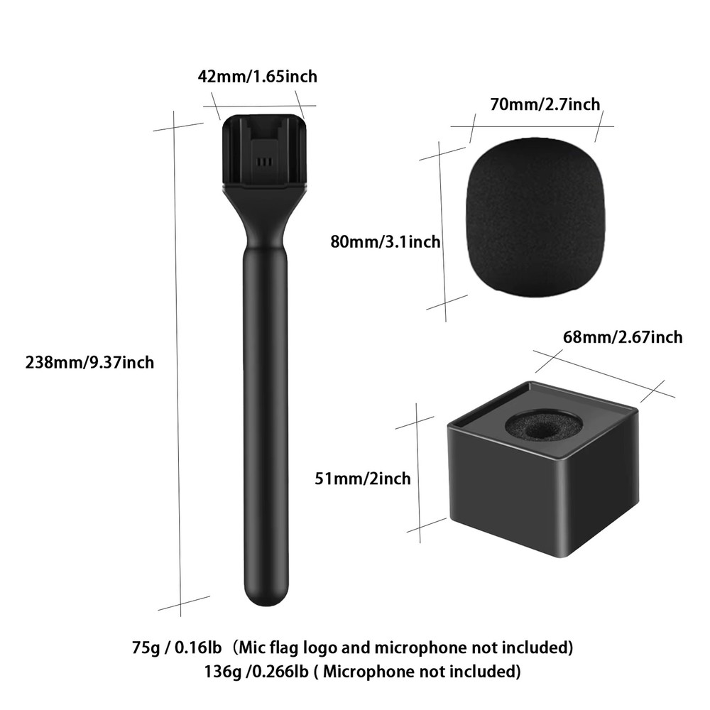 Rhode GO DJI Mic 1,2,3 Interview Handle Adapter - Wireless Microphone Handle