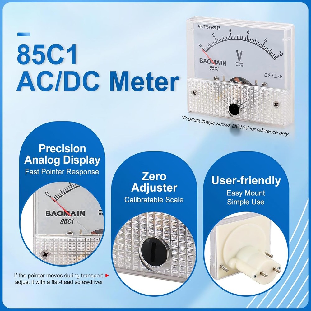 Analog Voltmeter 85C1 DC 0-500V Rectangle Analog Volt Panel Meter Gauge