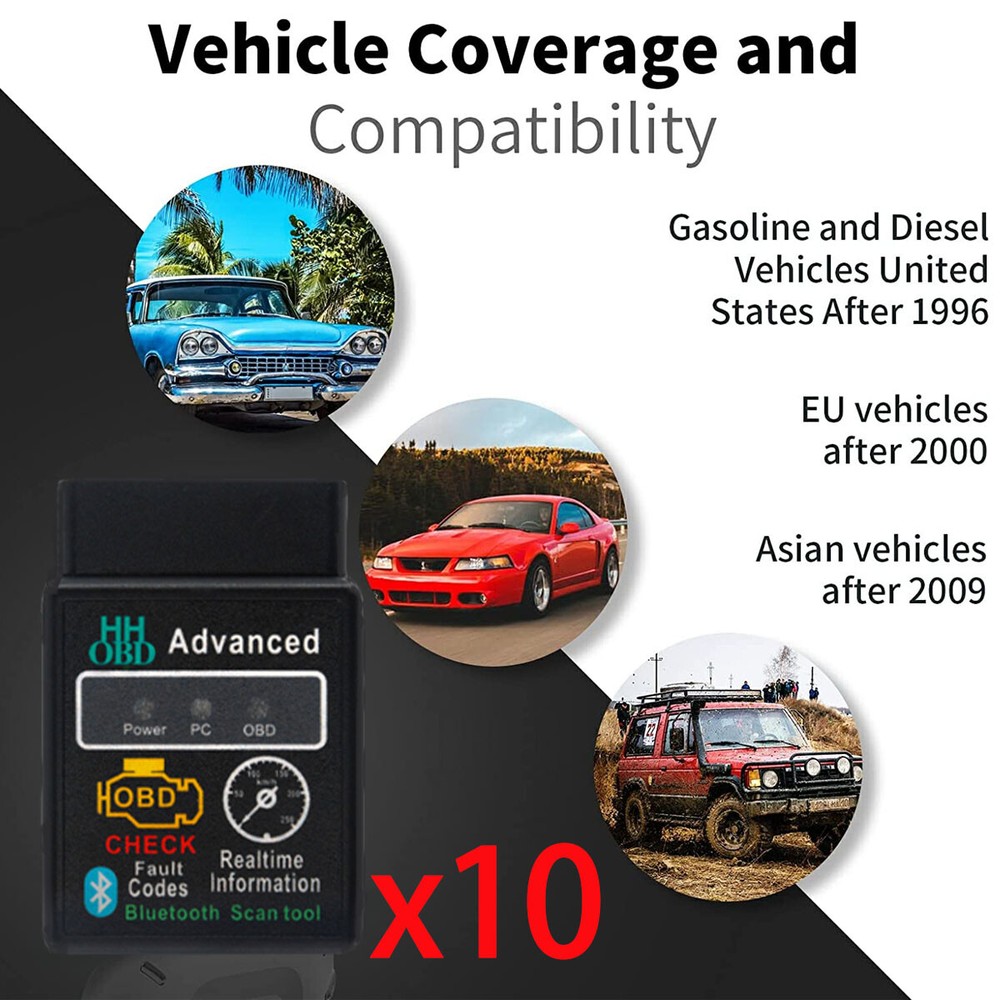 2022 For PC Android iOS OBD2 Car Bluetooth Scanner Code Reader ELM 327 Read