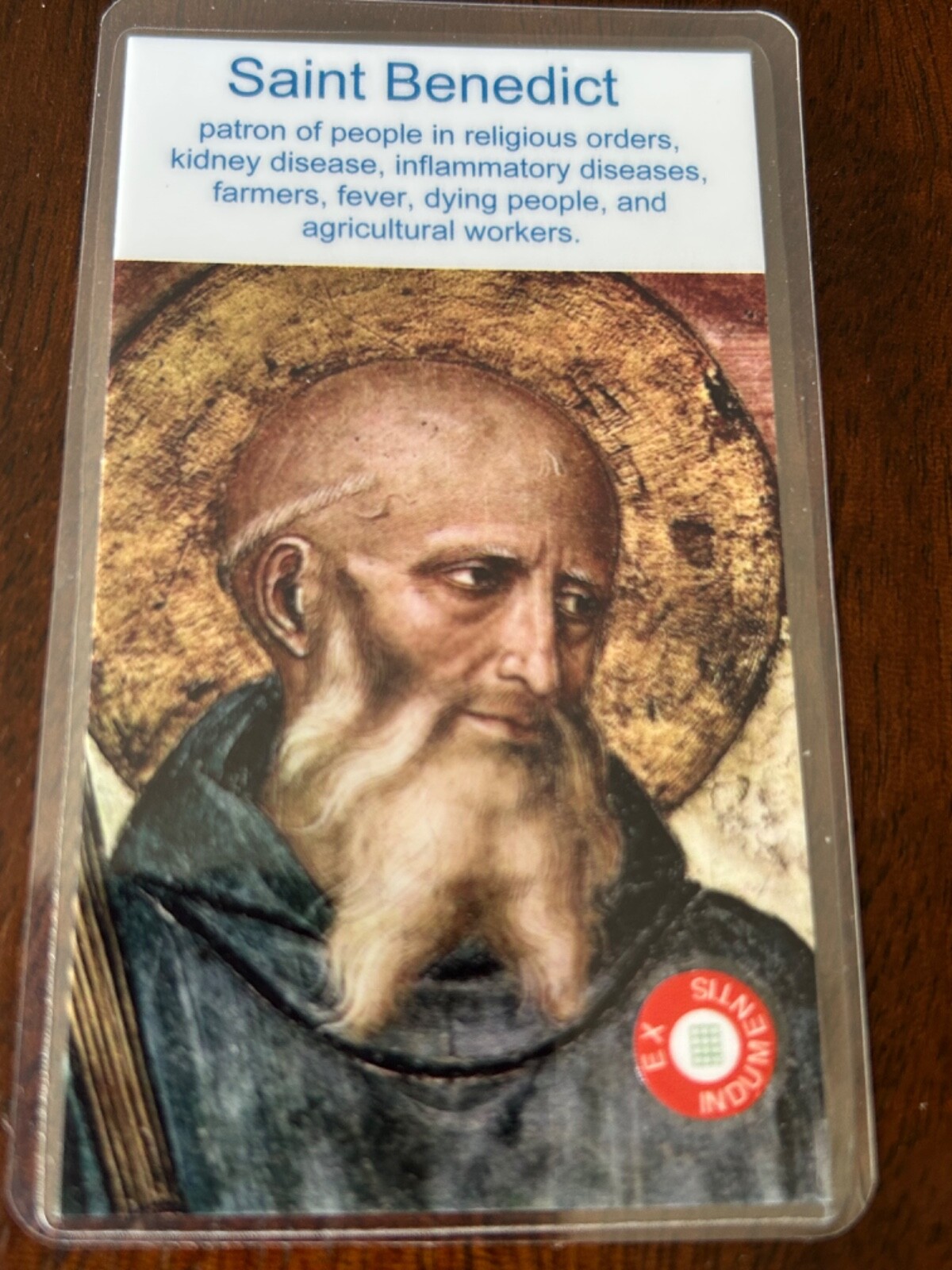 Saint Benedict 3rd Class Relic Card
