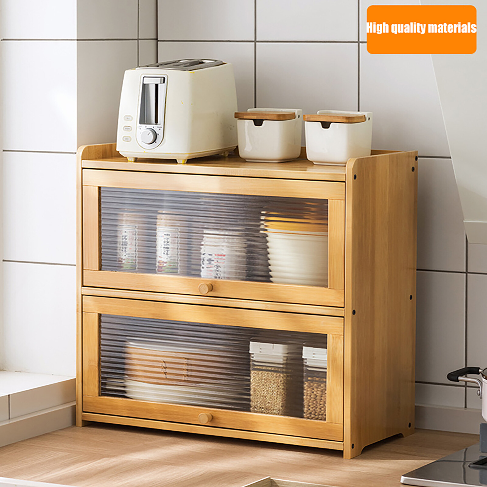 Storage Cabinet, Countertop Storage Cabinet, Cabinet with 2 Door Stoppers