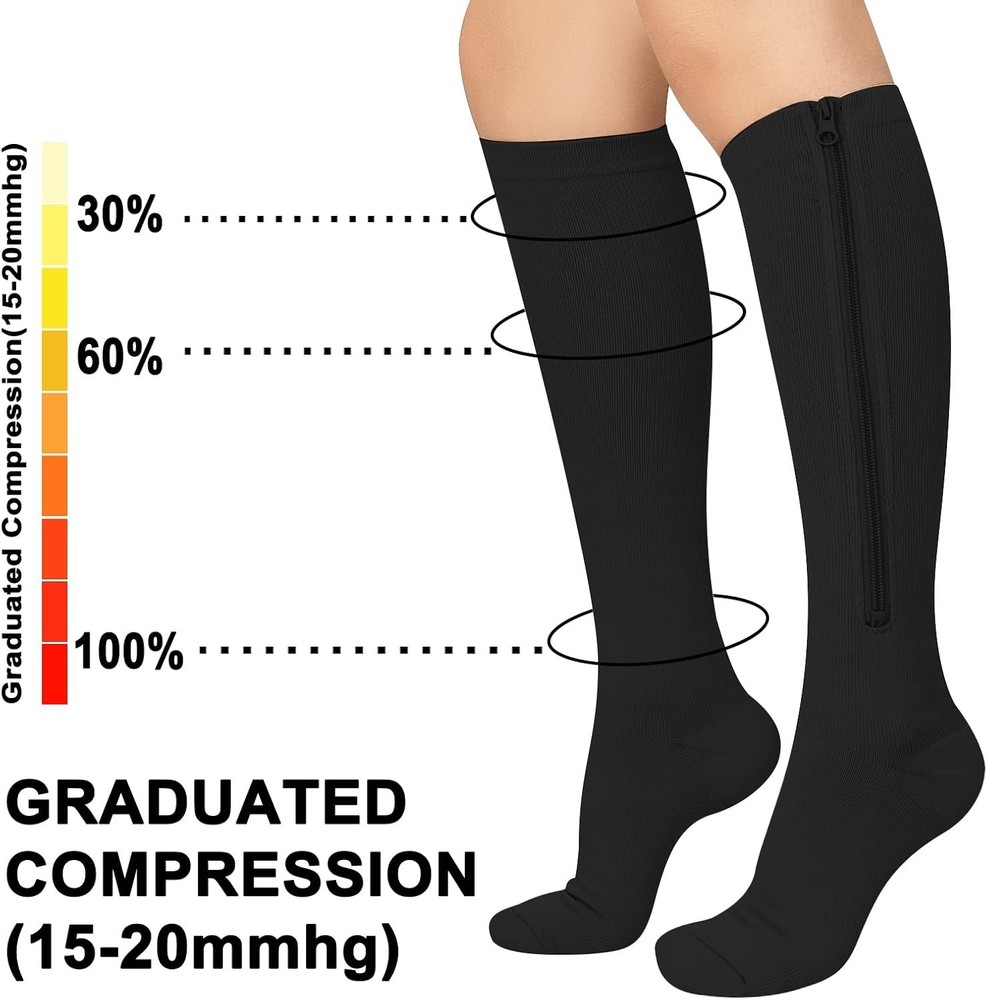 Comfortable Closed Toe Zipper Compression Socks - Multicolor for Daily Use
