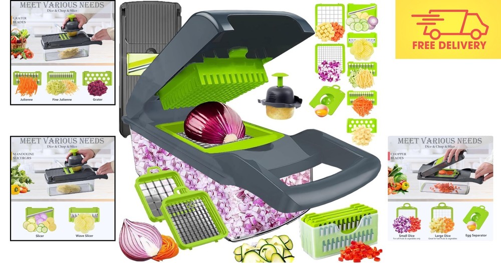 Multi-Functional Vegetable Chopper with 8 Blades - Deliciously Simple Cooking