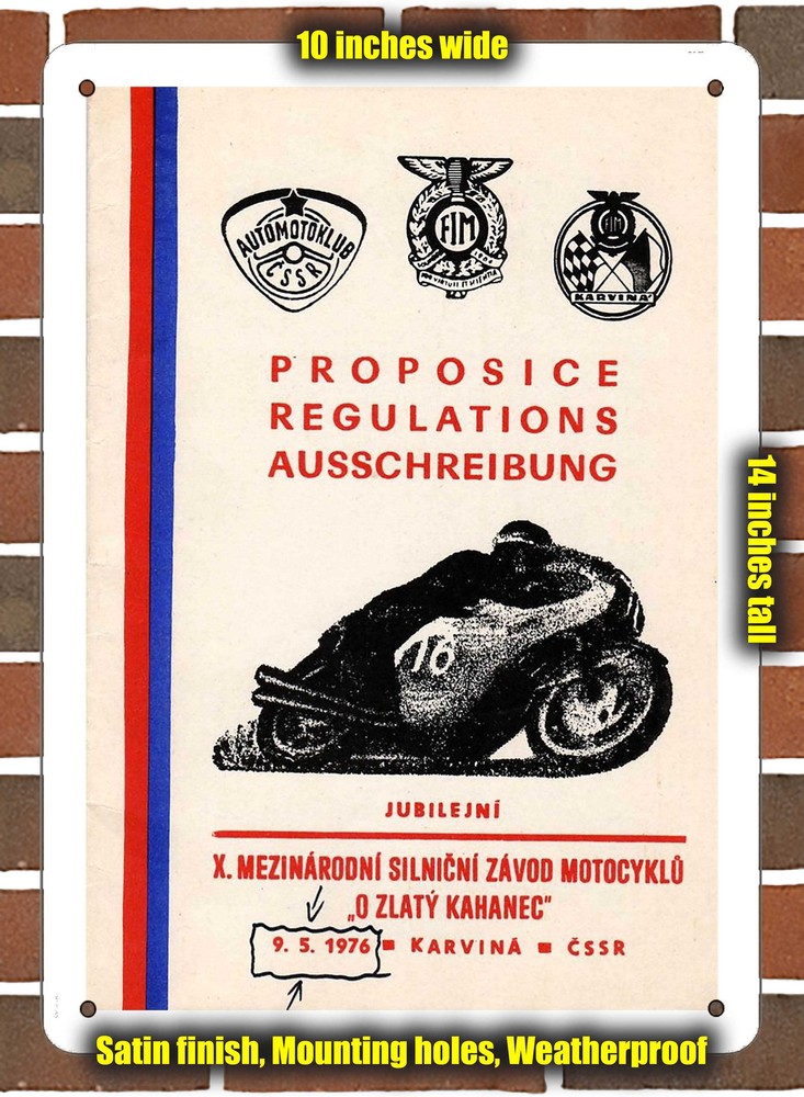 Metal Sign - 1976 Karviná Racing Program - 10x14 inches