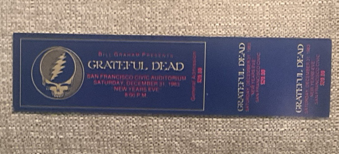 Grateful Dead Ticket 1983/84 New Years SF Civic 12/31/83 12/31/1983 FULL TICKET!