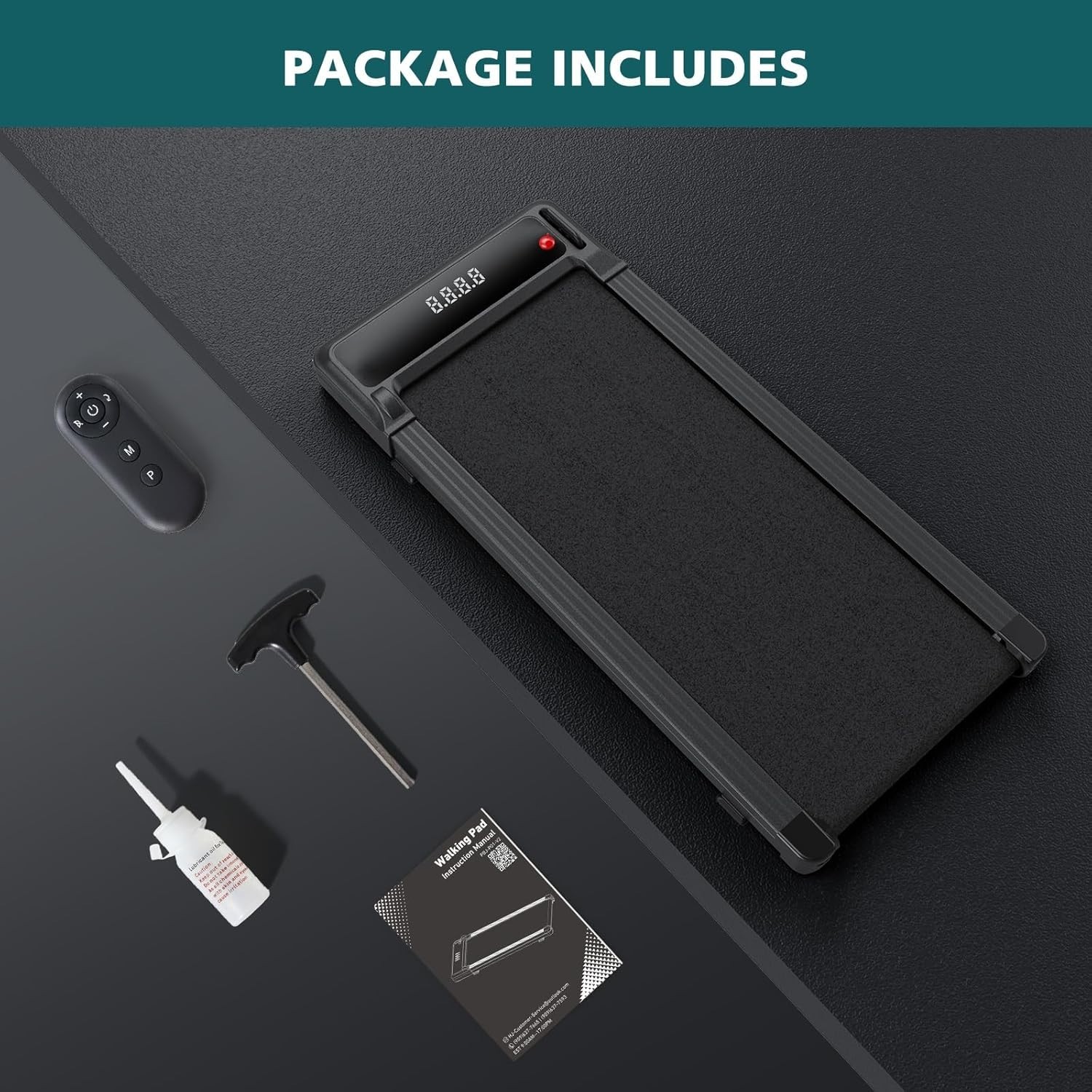 Smug Compact Armless Treadmill, Space Saving Design for Home & Office, Quiet Und