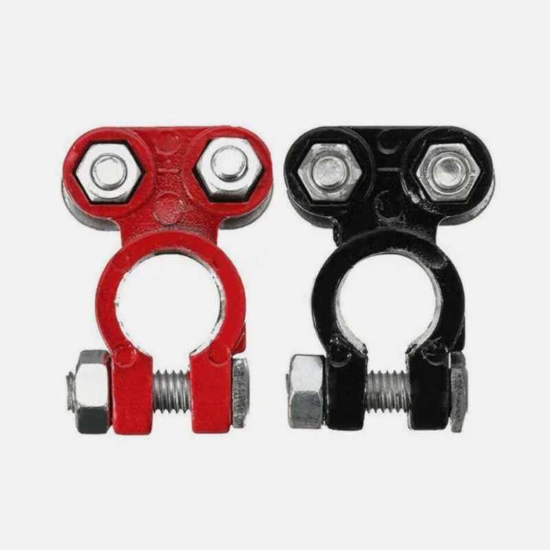 2PCS Negative & Positive Car Battery Cable Terminals Top Post Connectors Clamp