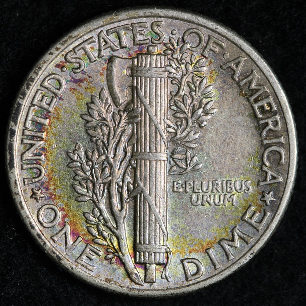 1937 Toned Mercury Dime - AU - E763 GN