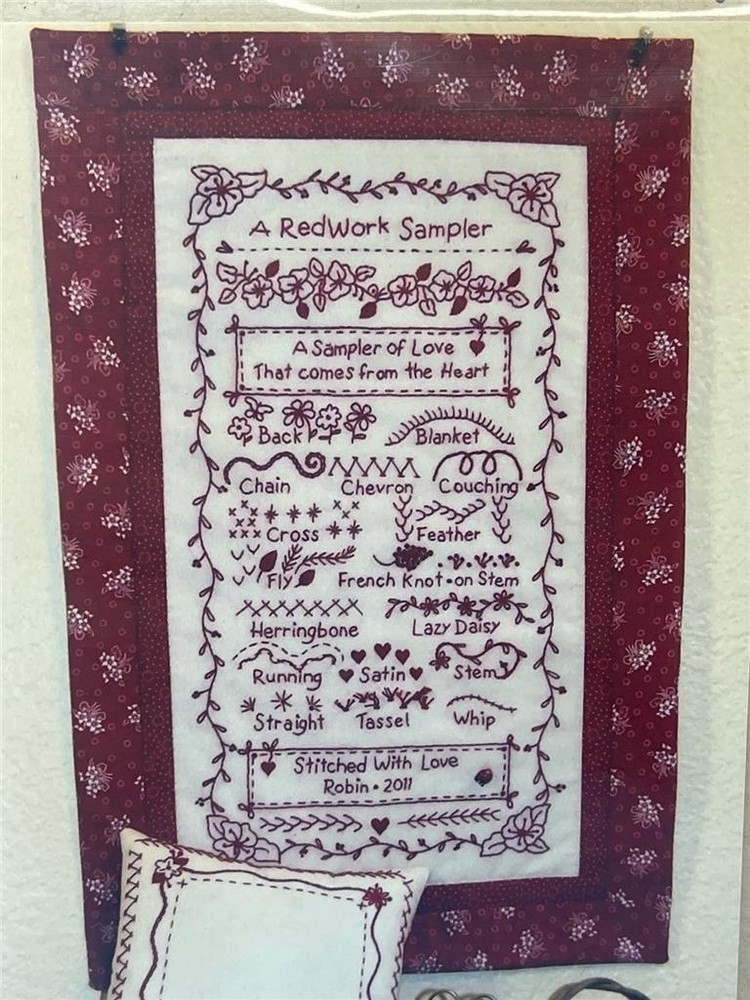 BIRD BRAIN DESIGNS Embroidery Pattern - A REDWORK SAMPLER #526 - 13" x 20"