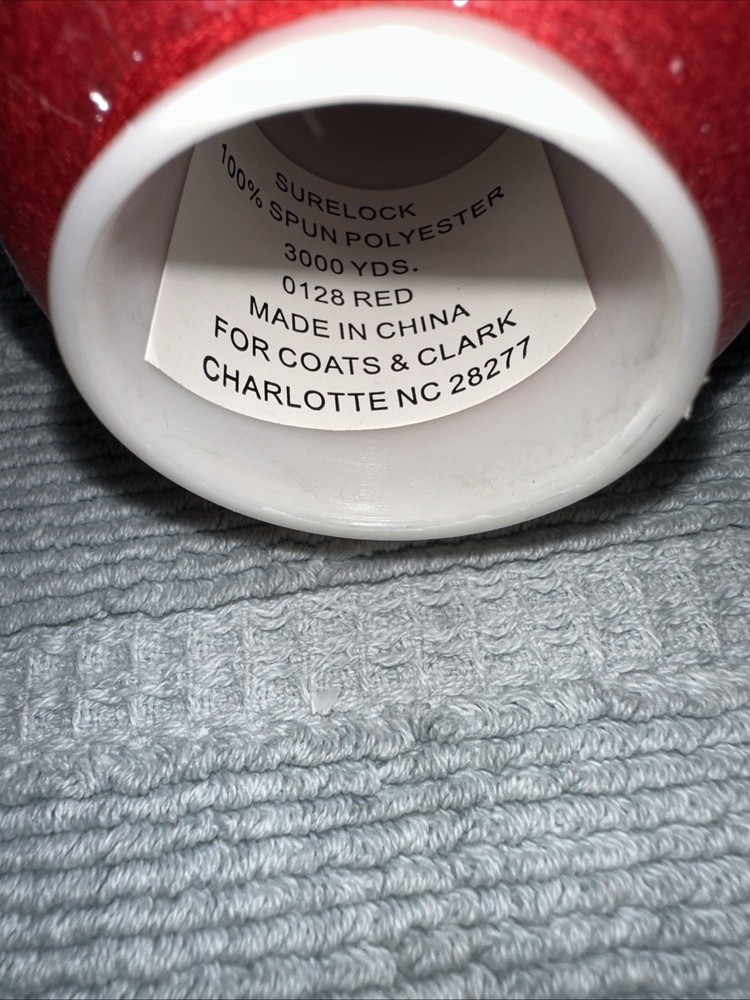 Coats Surelock 3 Spools 0128 Red Polyester Thread, Multi-purpose, 3000 Yds