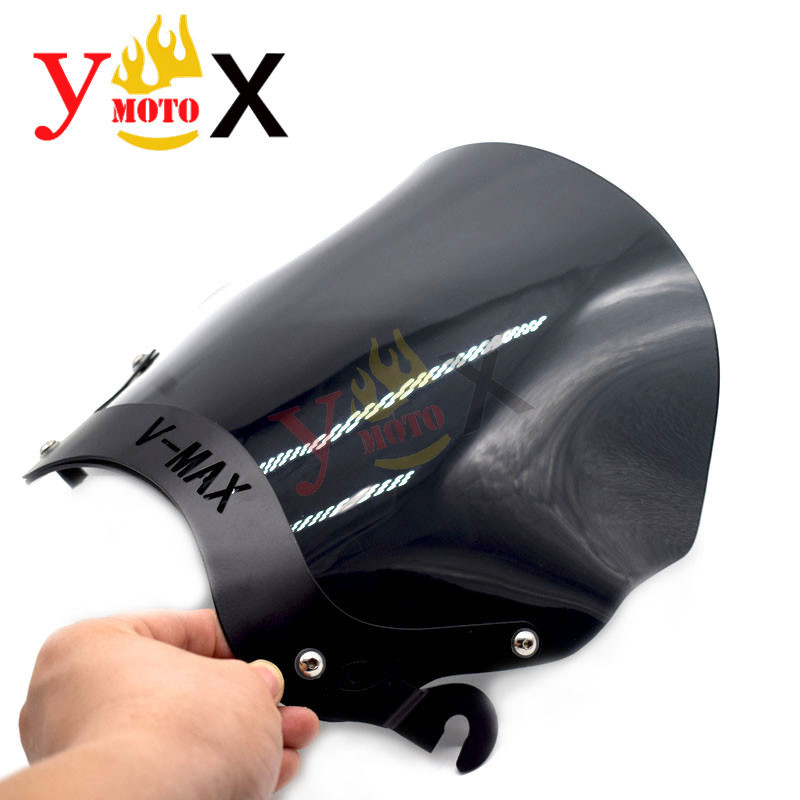 Black Windscreen Windshield W/ Bracket Screws For Yamaha VMAX1200 V-MAX1200 VMAX