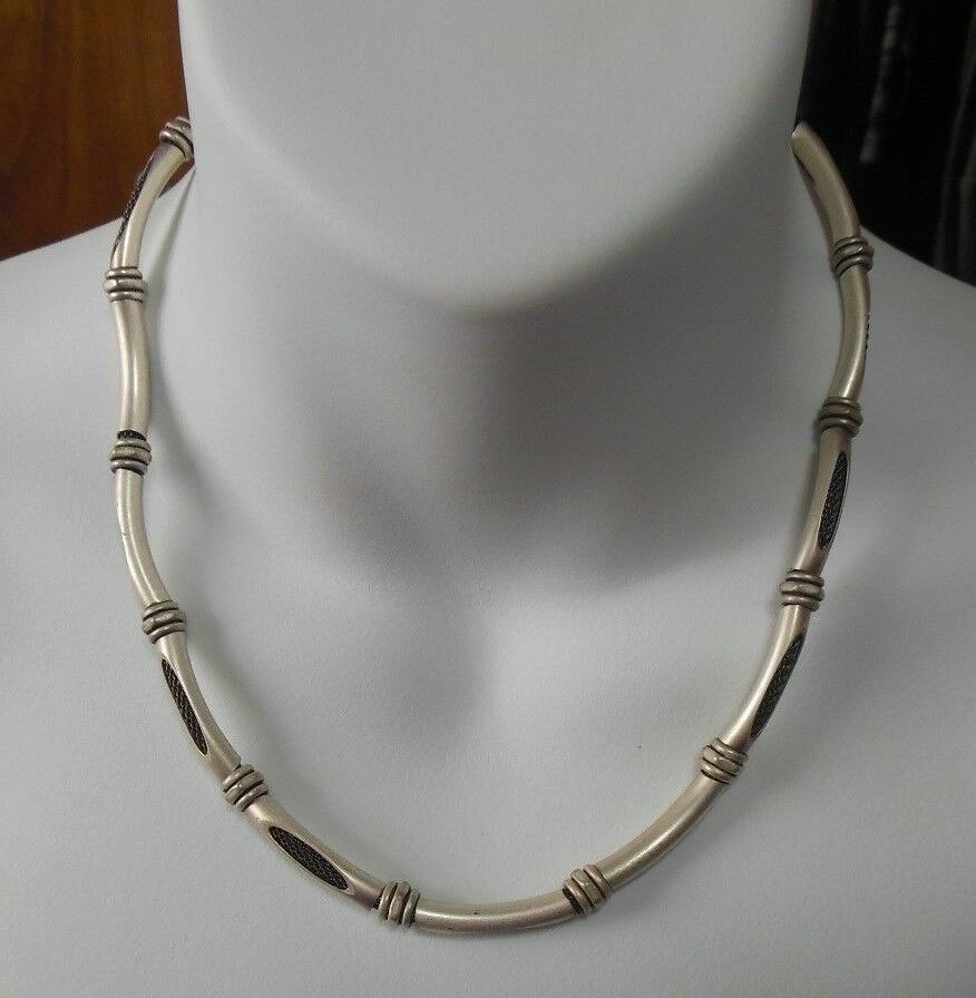 Silver-Tone Bead Choker Necklace W/ Screen/Wire Mesh Inside Each Bead