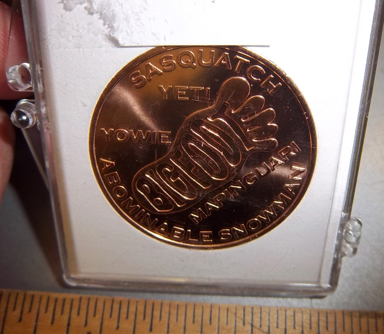 Bigfoot The Legend Souvenir Brass Coin token w/ Sasquatch & other names on back