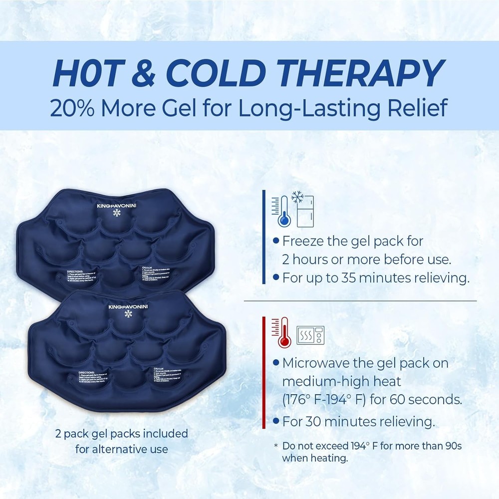 Extra Large Back Ice Pack 2-Pack with Extension Strap for Lumbar Sciatica Relief