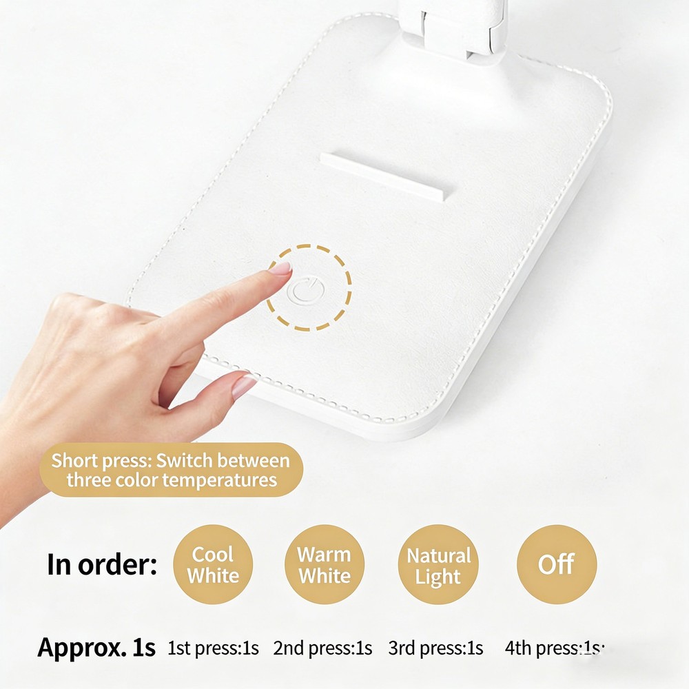 Dimmable LED Desk Light Touch Sensor Table Bedside Reading Lamp USB Rechargeable