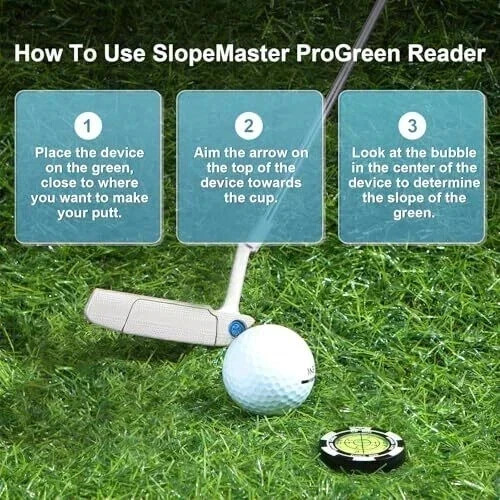 SlopeVision Pro Golf Green Reader with Hat Clip, Horizontal Bubble Level &
