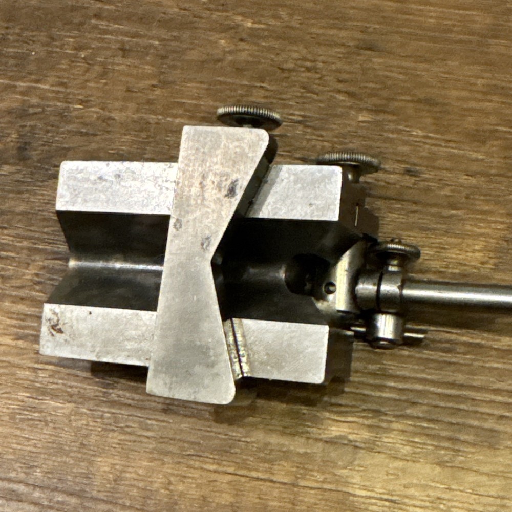 L.S. STARRETT SURFACE GAUGE INDICATOR STAND WITH SPINDLE & SCRIBE & BOX