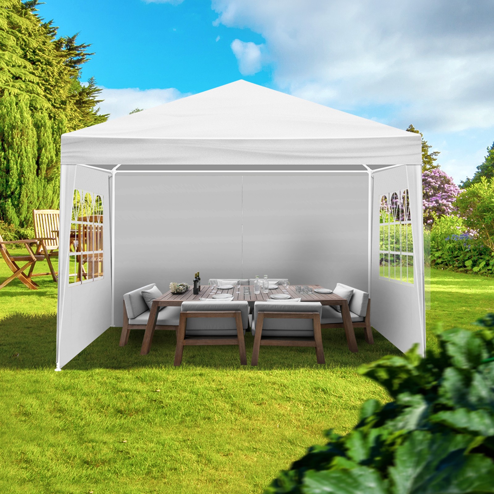 10'x10' Outdoor Canopy Party Wedding Tent Pavilion Gazebo Event 4 Wall White
