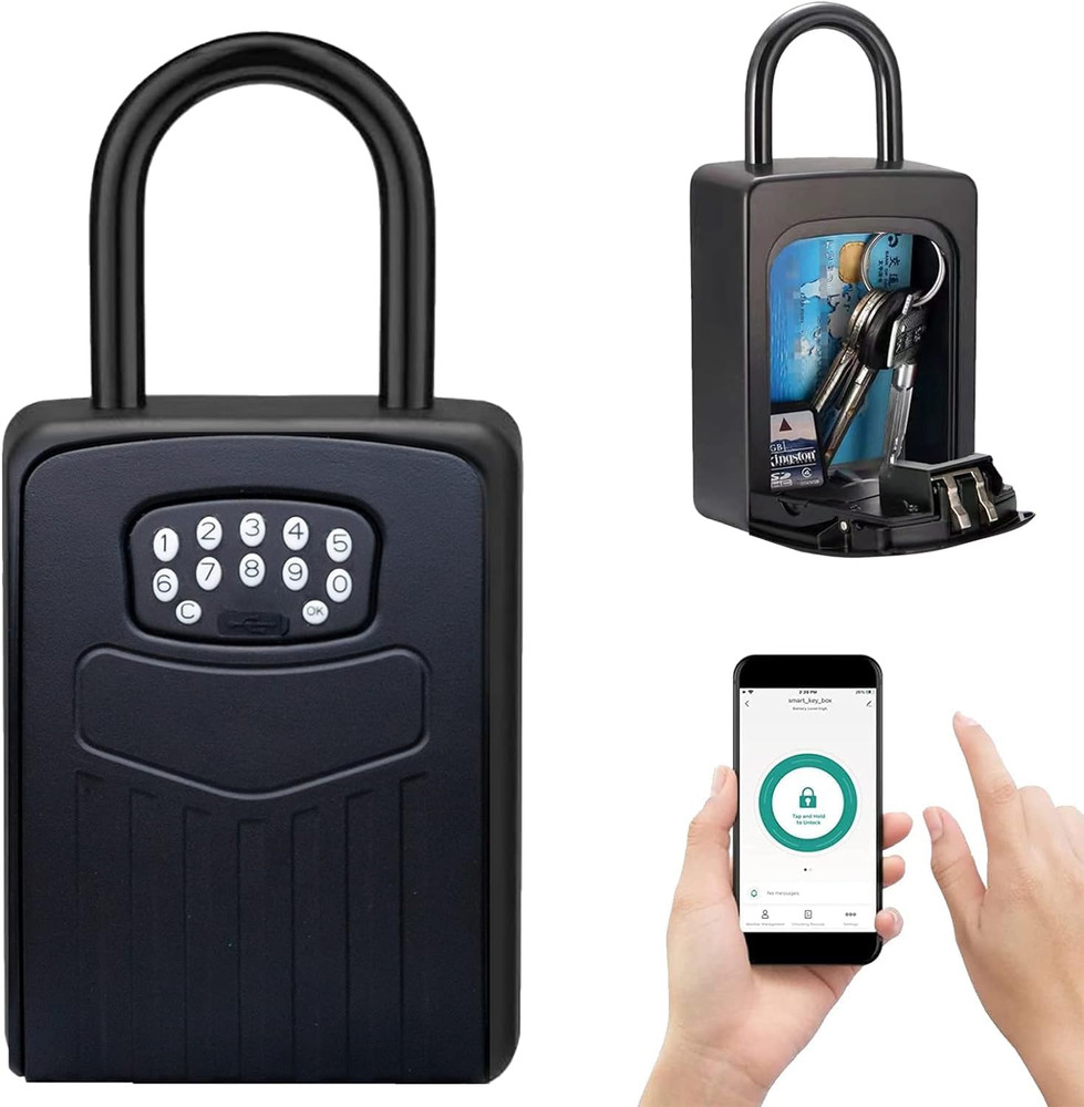 Smart Key Lock Box, APP Control Bluetooth Wireless Lock Box for House Key Outdoo