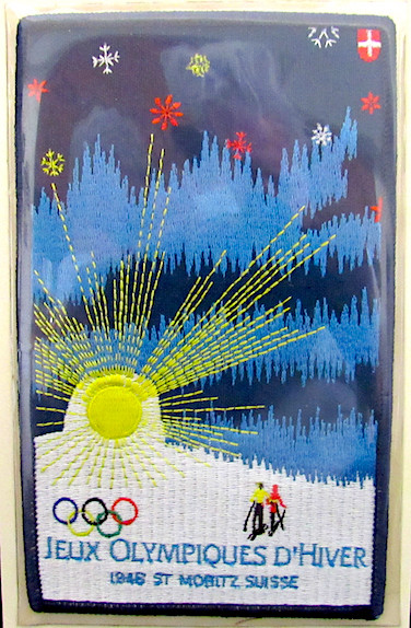 1948 WINTER OLYMPICS V ~ ST MORITZ OLYMPIC GAMES PATCH Willabee Ward PATCH ONLY