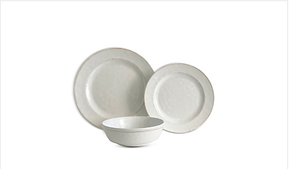 Rustic White 12 Piece Dinnerware Melamine Set