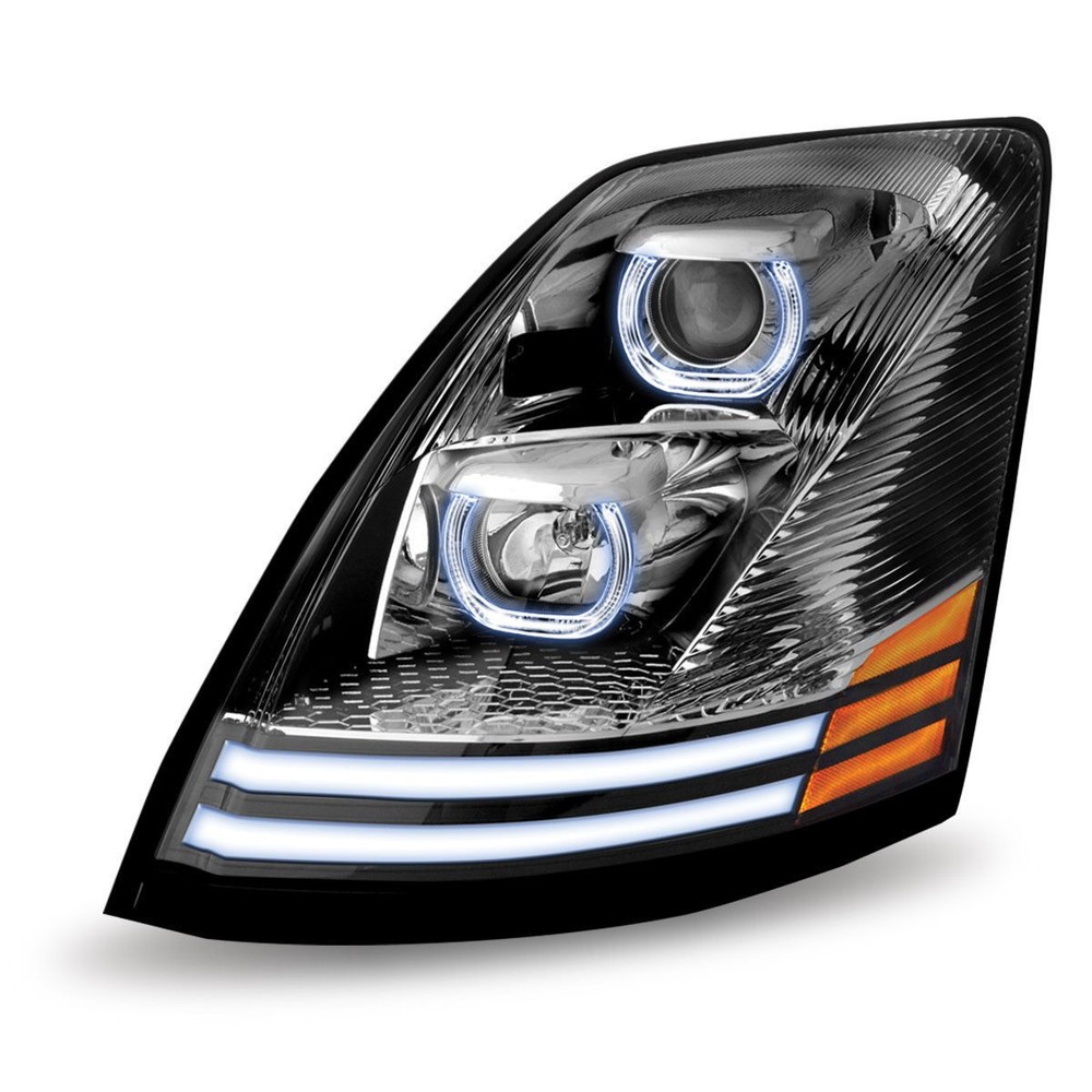 Volvo VNL 2004+ Halogen Projector LED Headlight Chrome - Driver