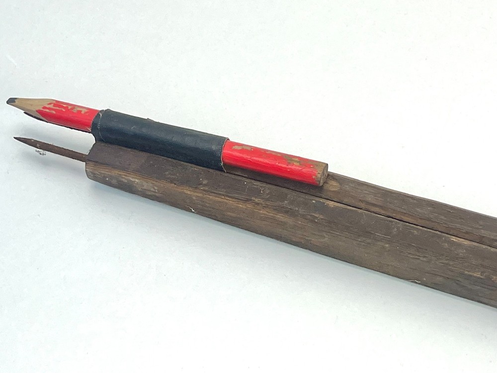 Vintage Wooden Beam Compass Trammel Points Large Drafting/Carpentry Tool Rustic