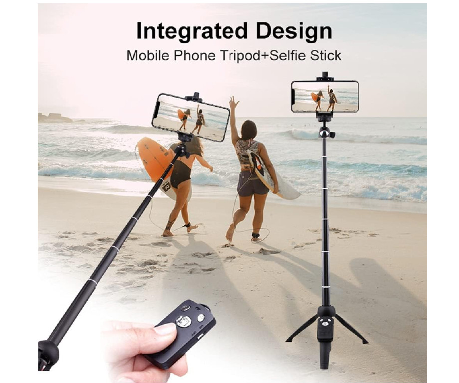 Tripod Monopod Selfie Stick, Long Extendable with Wireless Remote Shutter Contro