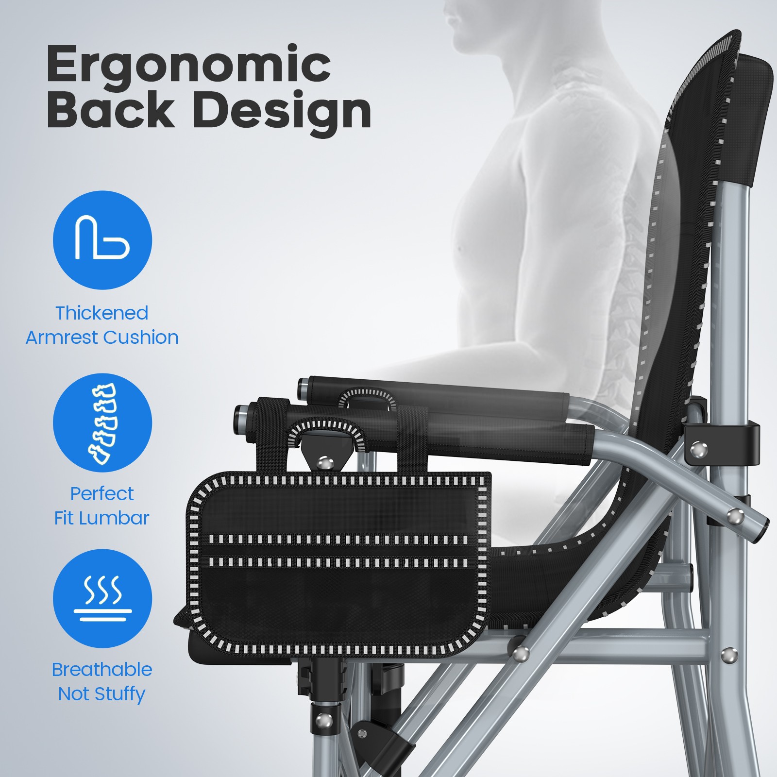 2 Pack Portable Camping Chair Heavy Duty Folding Chair w/ Cup Holder Oversized