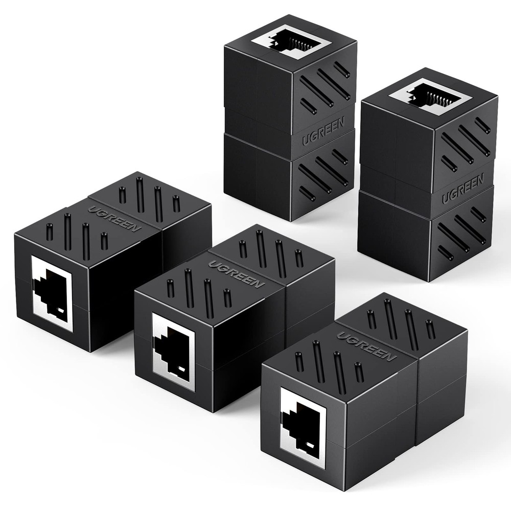 UGREEN RJ45 Coupler Ethernet Extender Connector 5 Pack Inline 5 Pcs, Black