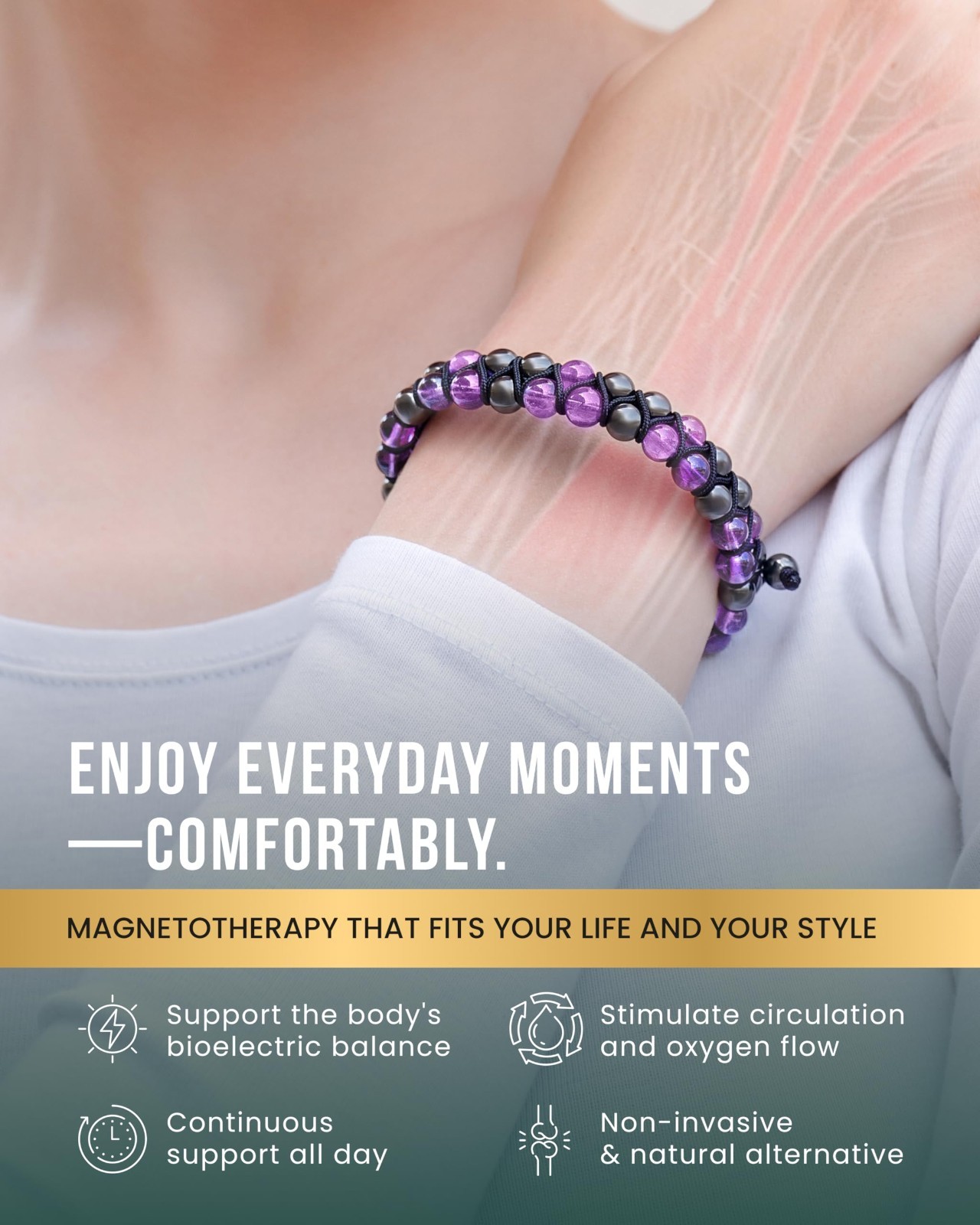 MagnetRX® Hematite Magnetic Bracelet - MAX Strength Natural Stones - Beaded