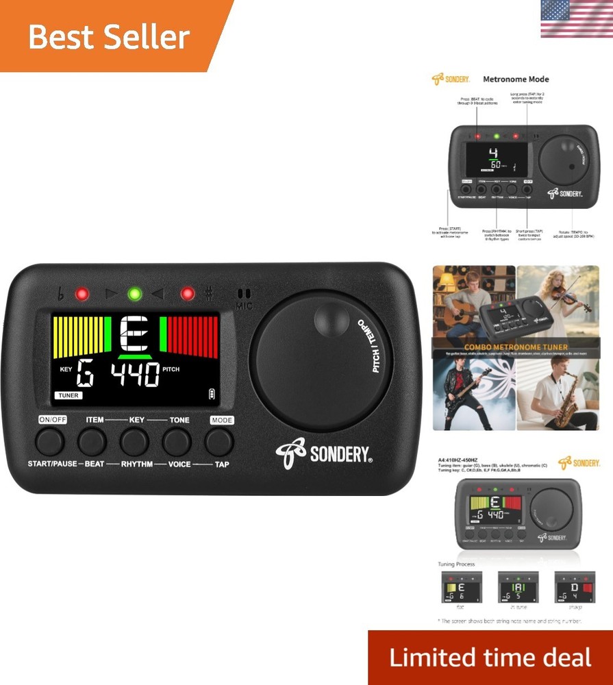 Versatile Metronome and Tuner with Color LCD Screen - Rechargeable Convenience