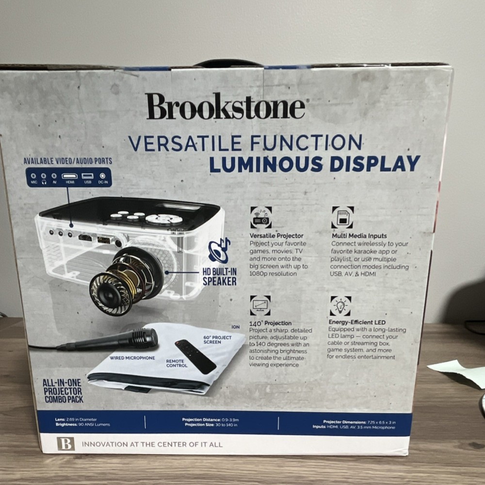 Brookstone Portable Karaoke System Bluetooth 140° Projection HD Speaker