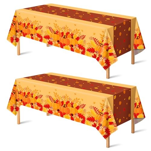 OHOME Fall Decorations for Home - Plastic Fall Tablecloth for Orange