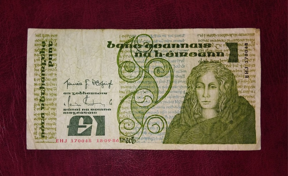 Irish 1 £ banknote, 1986year,normal condition