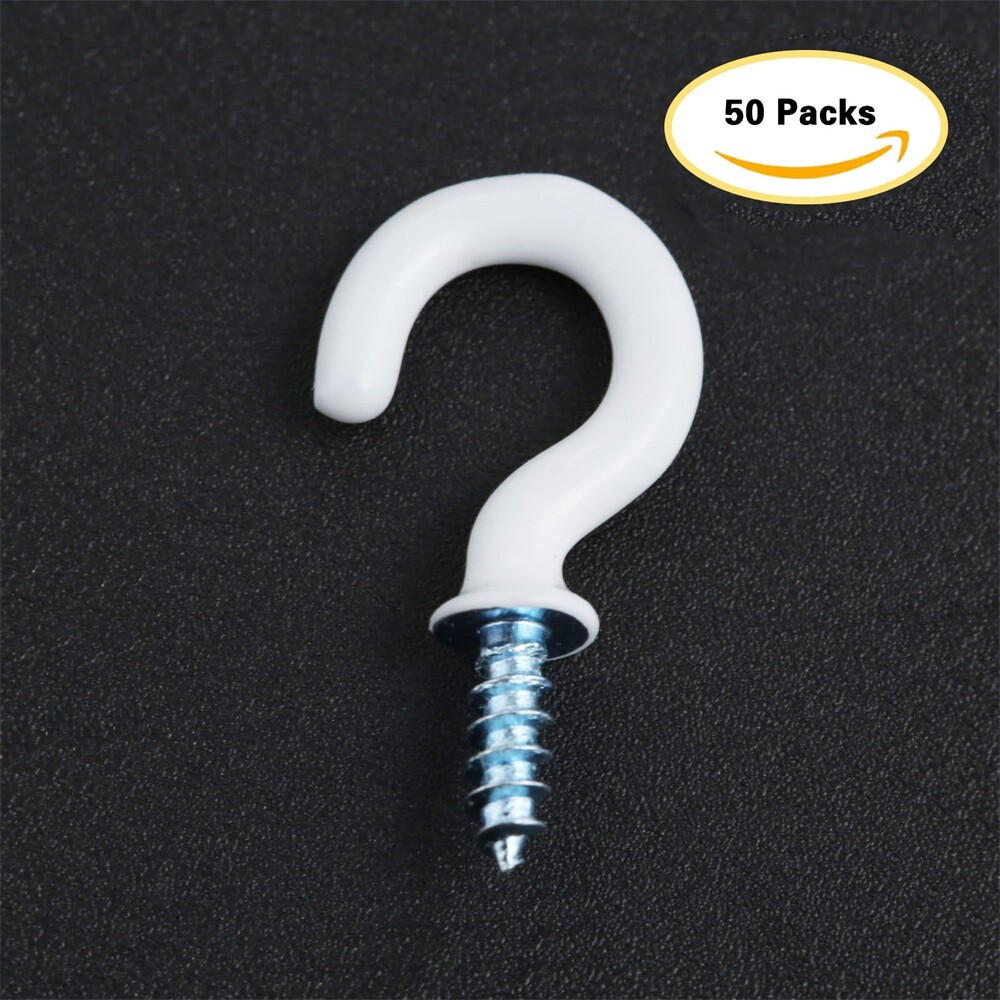 50/100Pcs 0.94" Strong Durable Vinyl Coated Ceiling Hooks Space-saving Hardware