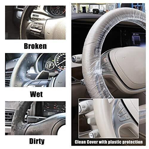 Universal Disposable Plastic Car Steering Wheel Cover Elastic Protective Covers