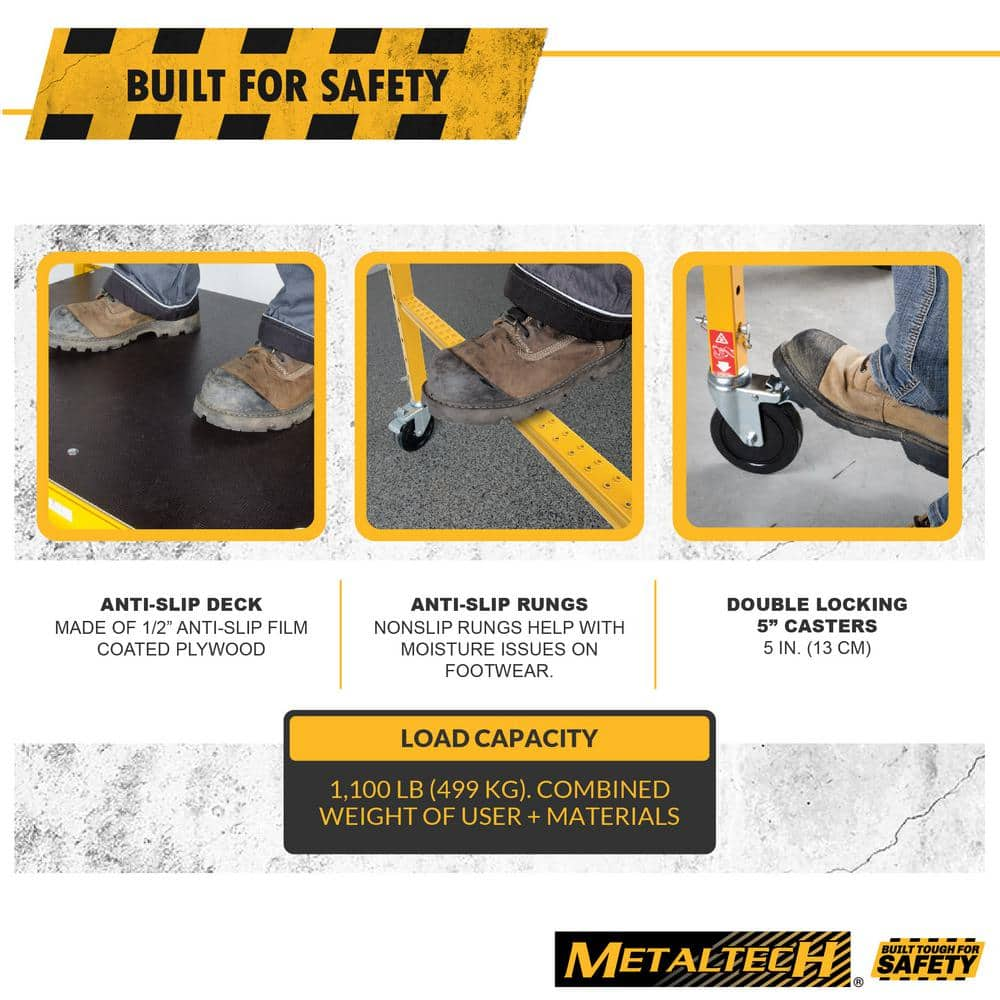 Safeclimb Baker Style Scaffold Rolling Platform, 1100 Lbs. Load Capacity, 6 Ft.