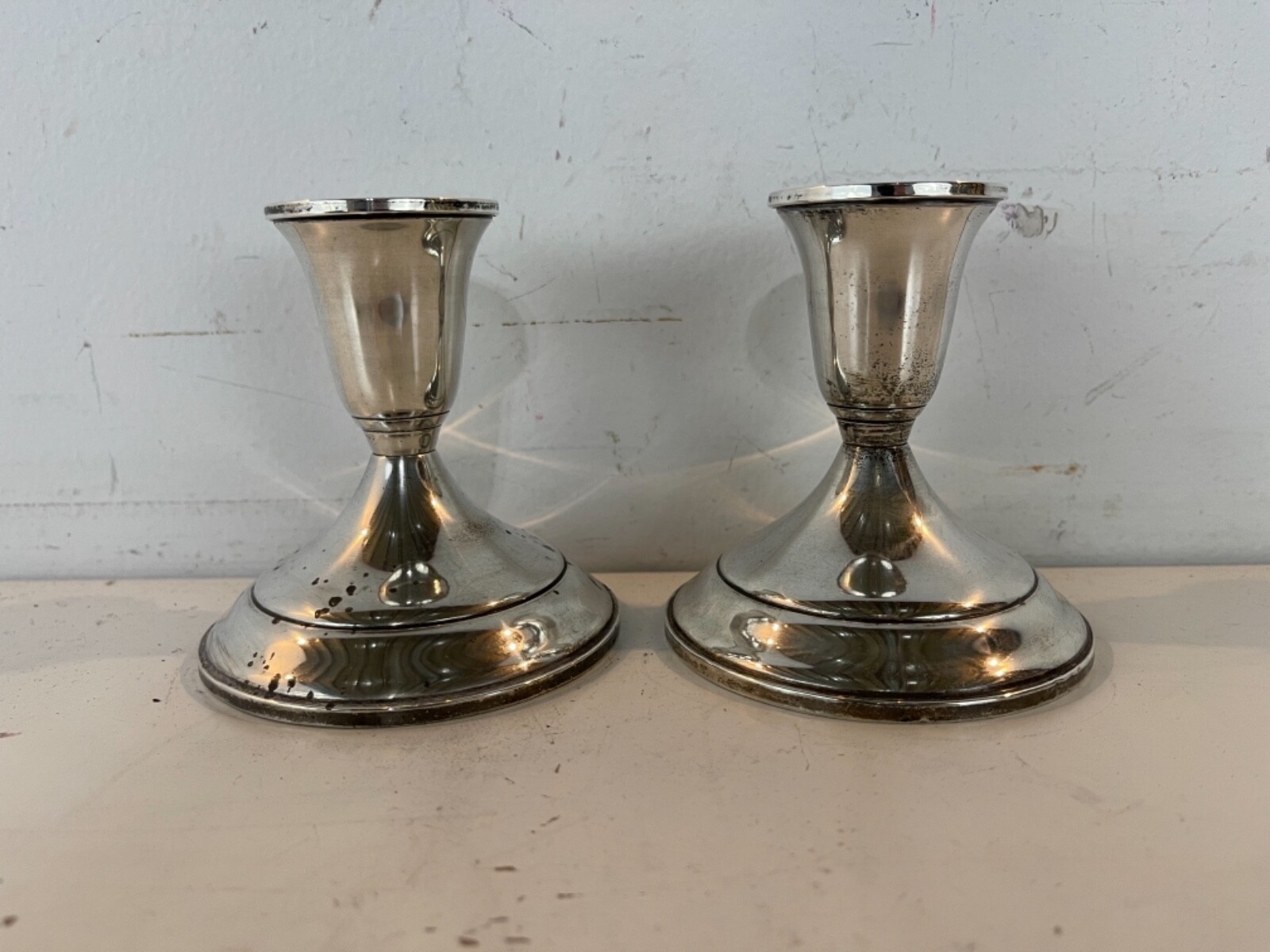 Vintage Towle Sterling Pair of Weighted Candle Holders #512