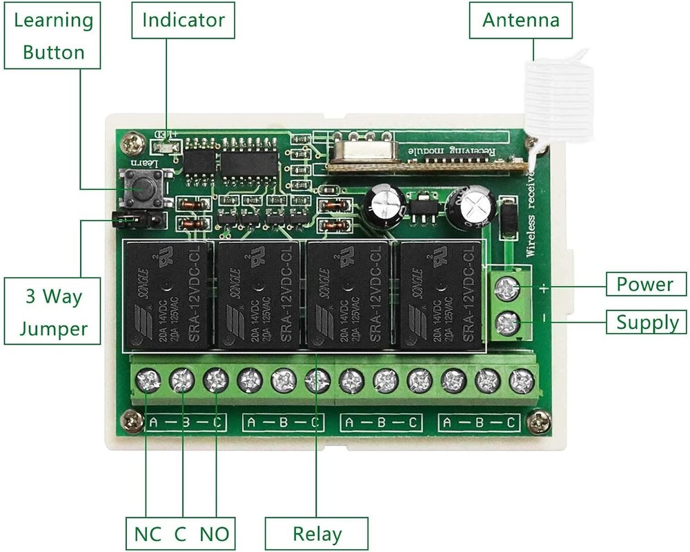 Wireless RF Relay Module 12V 4 Channel Kit