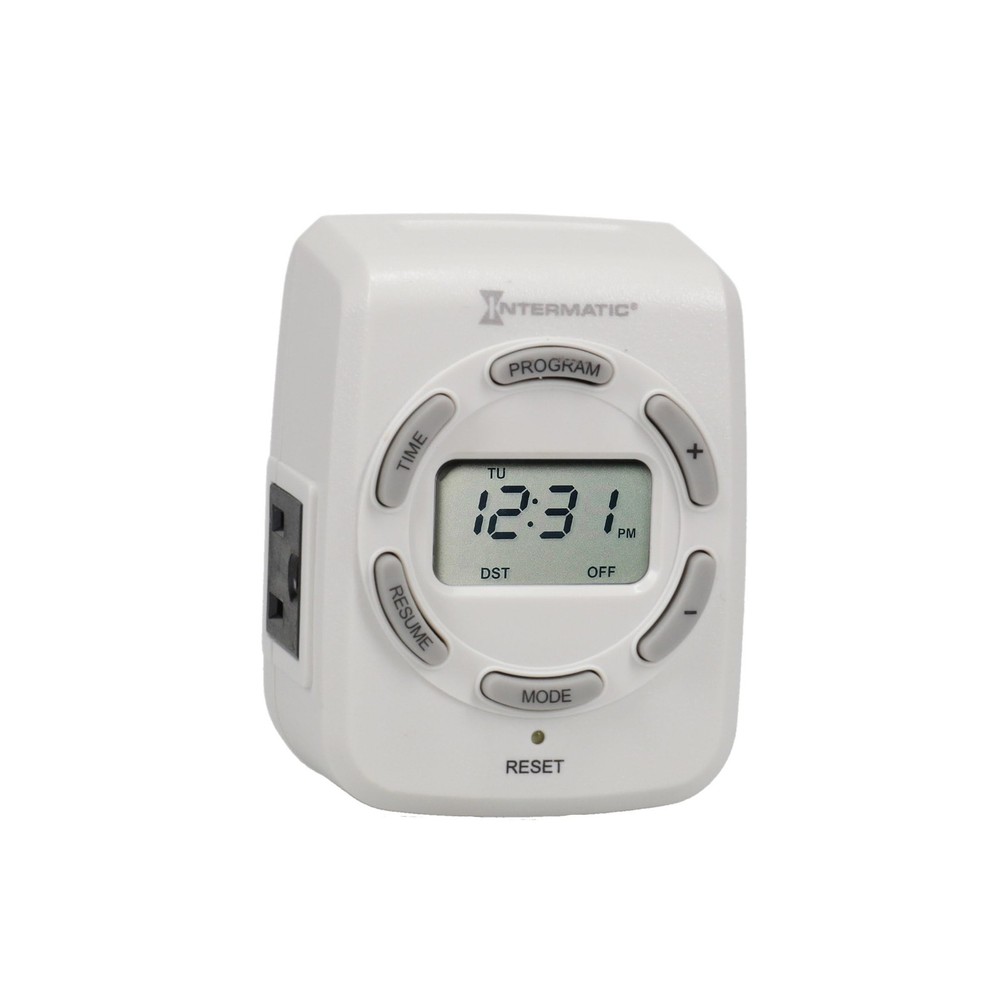 Intermatic DT122K 15-Amp Digital Indoor Timer - 7-Day Programming & White