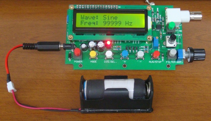 FG-100 DDS Function Signal Generator Module 1HZ-500KHz Sine +Square Wave w/case