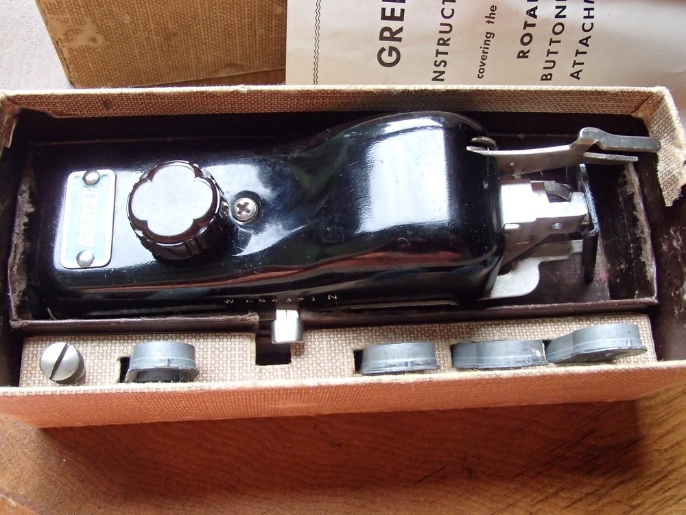Vintage Greist Automatic Rotary Buttonholer Attachment & 5 Sizes