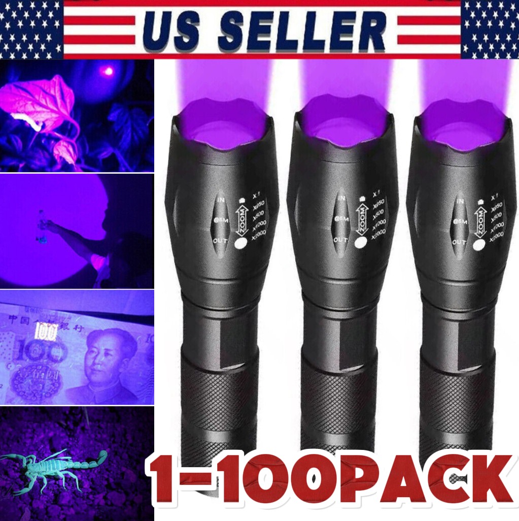 UV Flashlight Black Light Super Bright 120000lm Torch Ultra Violet Lamp LED