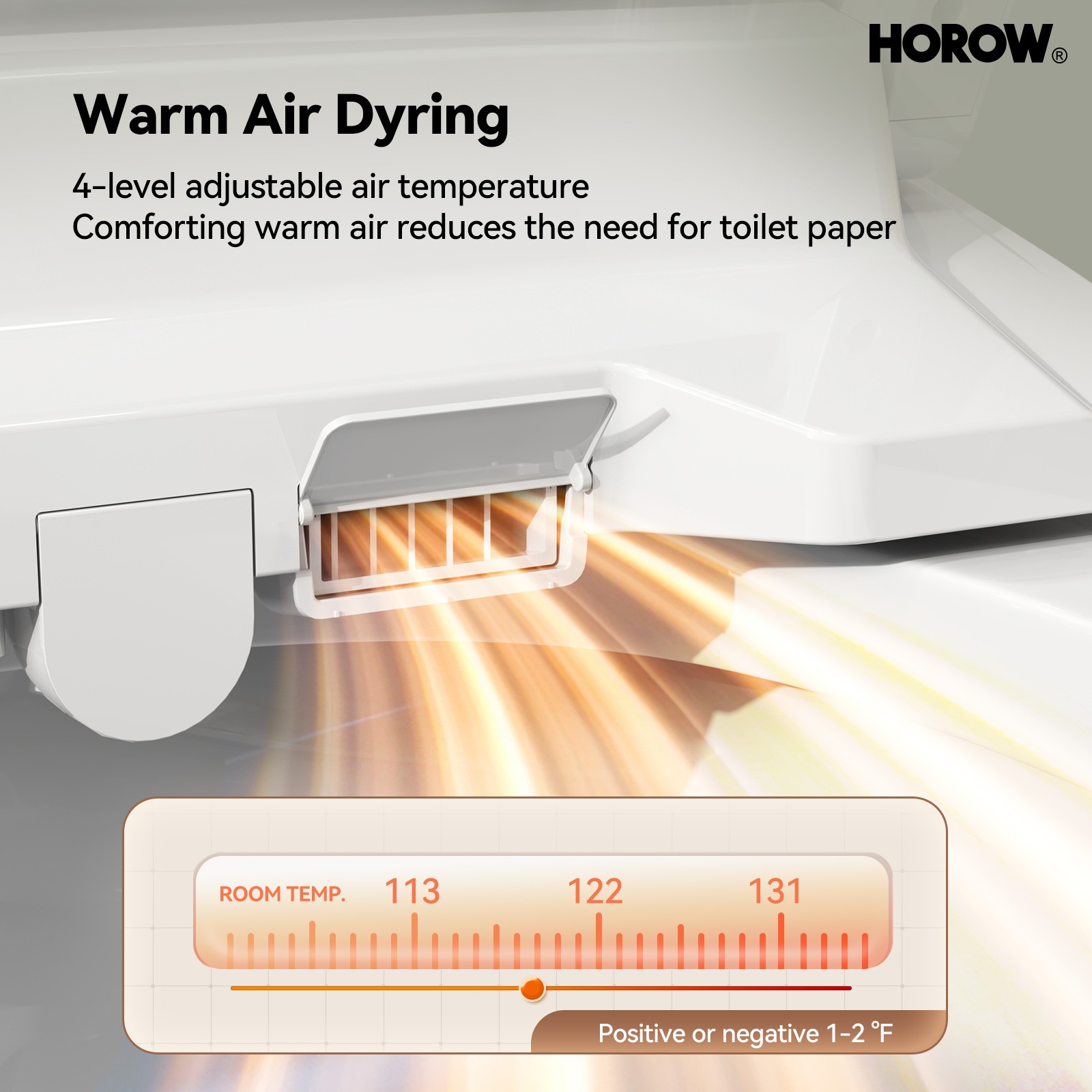 HOROW Elongated Bidet Toilet Seat With Heated and Dryer Model B0403 Warm Water