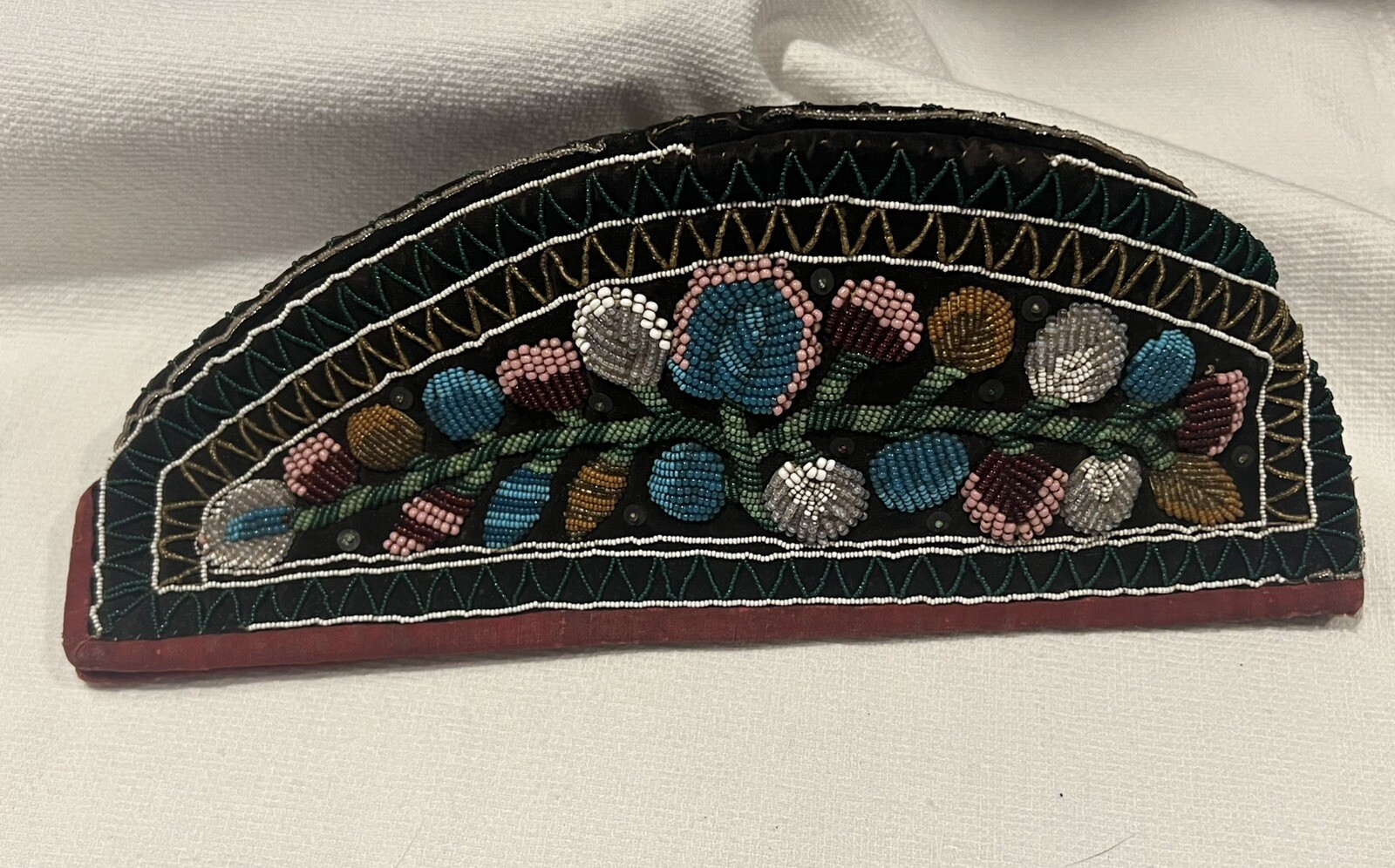 Antique Glengarry Iroquois Ornate Beaded Cap Hat