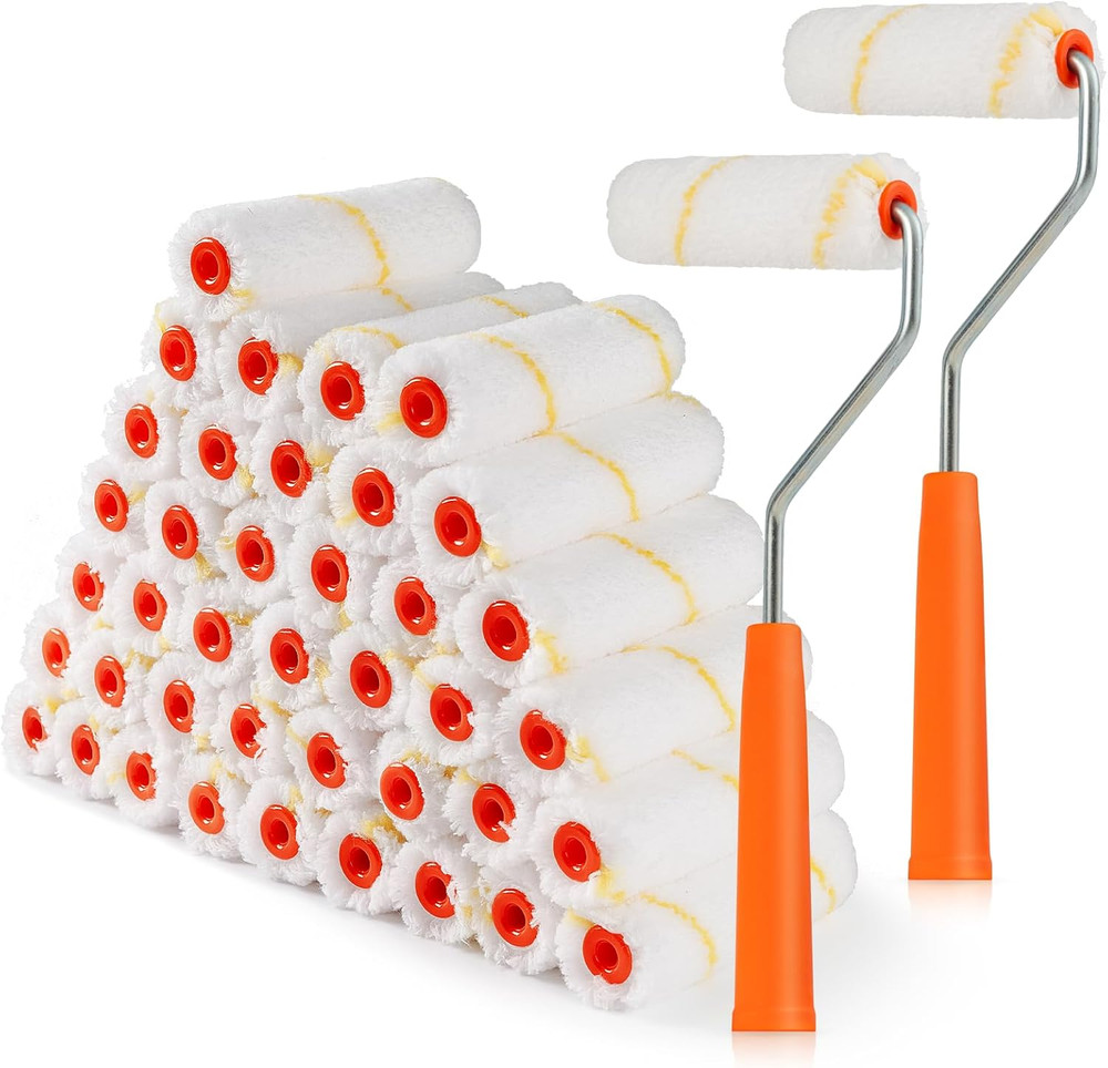 Microfiber Paint Roller 4 Inch, 40 Pack Mini Paint Roller Covers, Small Paint Ro