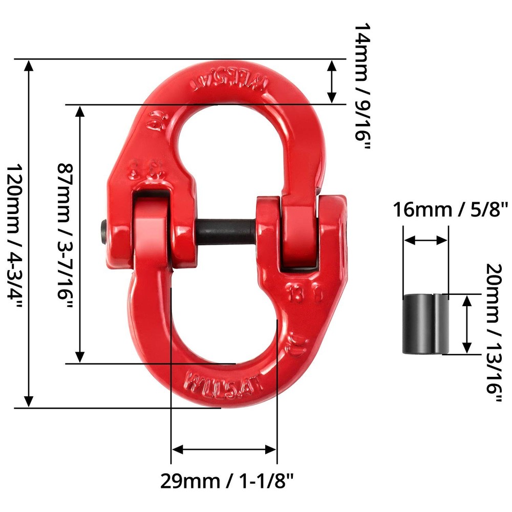 High-Strength G80 Hammerlock Coupling Links - 1/2", Locking Mechanism, 2 Pack