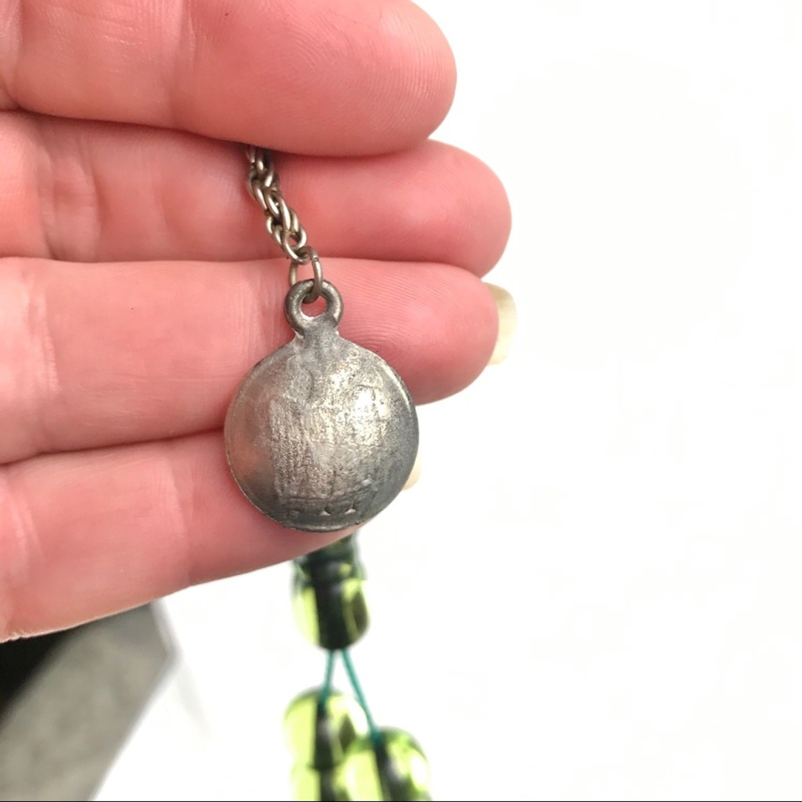 Vintage Middle Eastern Prayer Beads Green Eagle Medallion Meditation Worry