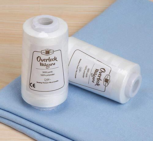 4 x 3000 Yards Serger Thread Spools White Polyester Sewing Thread Overlock Cone